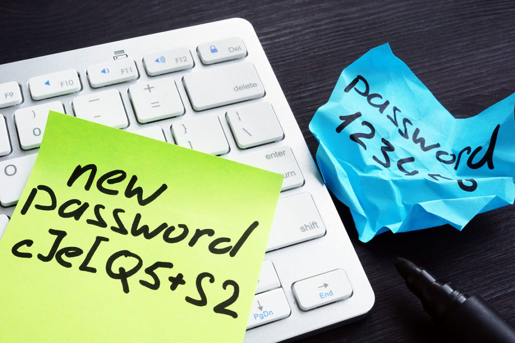 password notes on keyboard