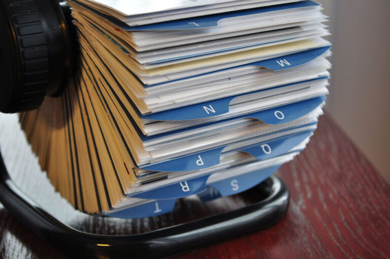 a business card holder or rolodex